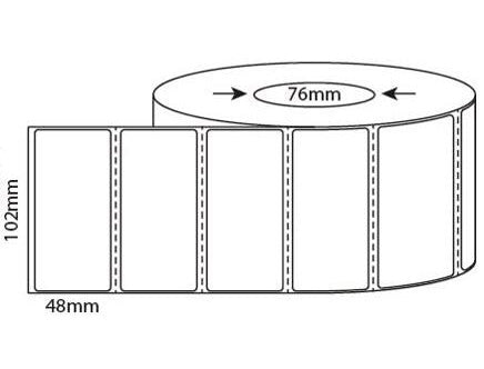 102mm X 48mm Direct Thermal, 25mm & 76mm core, 12,000 labels per box - from $25.50/roll