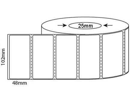 102mm X 48mm Direct Thermal, 25mm & 76mm core, 12,000 labels per box - from $25.50/roll