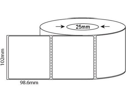102mm X 99mm Thermal Transfer Labels, 25mm & 76mm core, 7,000 labels per box - from $24.50/roll