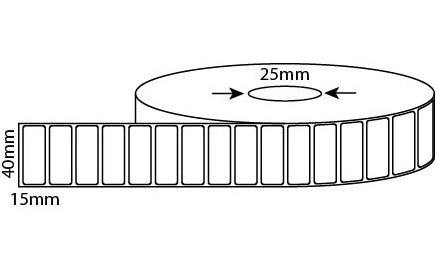 40mm X 15mm Direct Thermal, 25mm & 76mm core, 15,000 labels per box - from $17.50/Roll