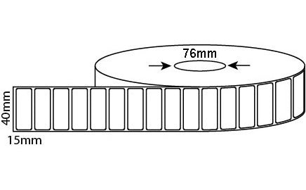 40mm X 15mm Direct Thermal, 25mm & 76mm core, 15,000 labels per box - from $17.50/Roll