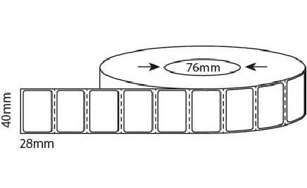 40mm X 28mm Thermal Transfer Labels, 25mm & 76mm core, 30,000 labels per box - from $17.50/roll