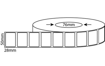 50mm X 28mm Direct Thermal, 25mm & 76mm core, 40,000 labels per box - from $17.50/roll