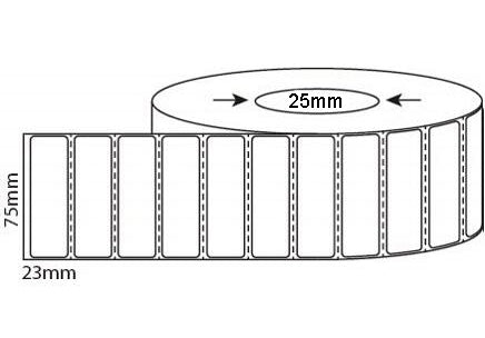 75mm X 23mm Thermal Transfer Labels, 25mm & 76mm core, 20,000 labels per box - from $25.50/roll